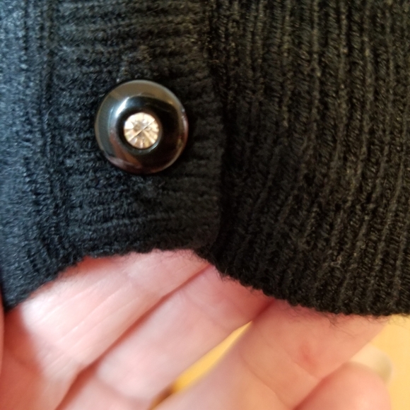 Luxe 360 by Hampshire Studio Black Rhinestone Inlay Button Down Cardigan… - Picture 3 of 8